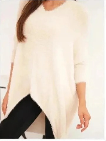 Sveter dámsky Plus Size s výstrihom V béžový