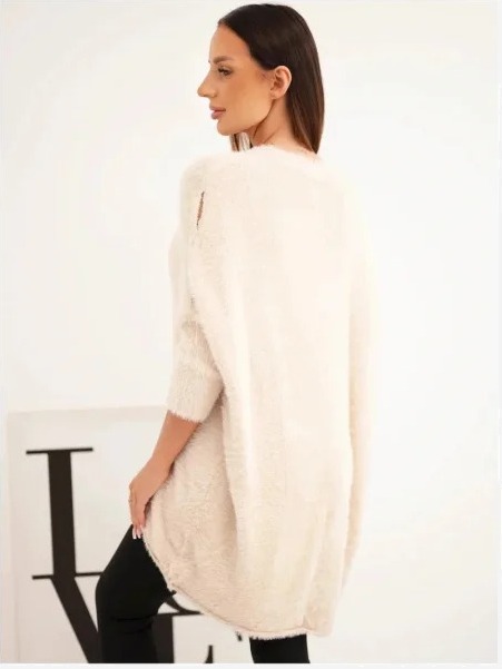 Sveter dámsky Plus Size s výstrihom V béžový