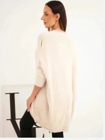 Sveter dámsky Plus Size s výstrihom V béžový