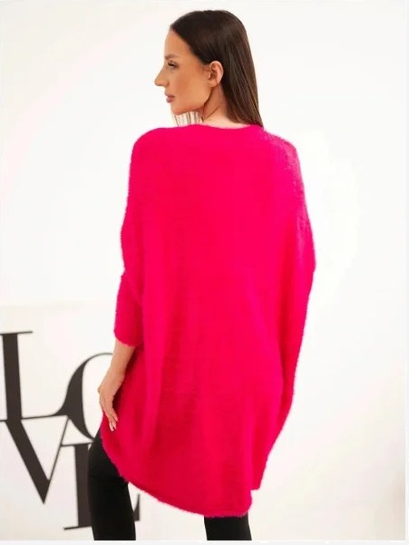 Sveter dámsky Plus Size s výstrihom V fuksia