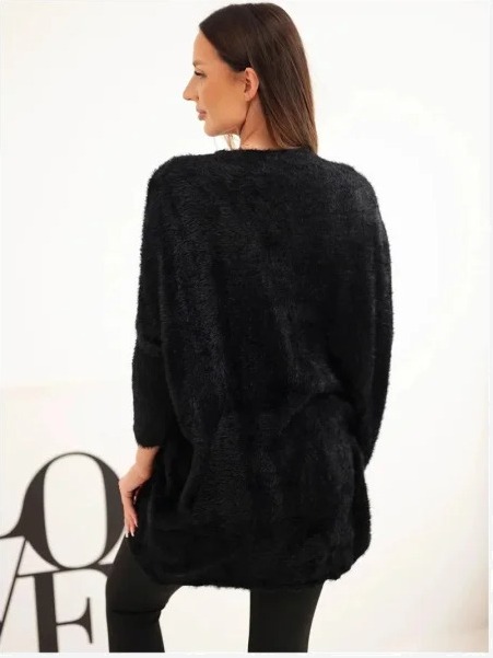Sveter dámsky Plus Size s výstrihom V čierny