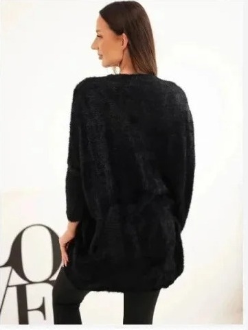 Sveter dámsky Plus Size s výstrihom V čierny