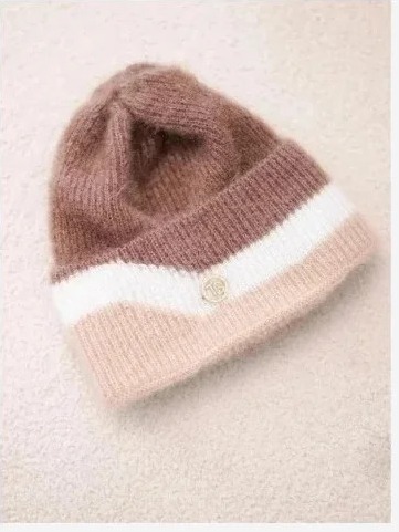 Čiapka dámska beanie rebrovaná s ozdobou fango+biela