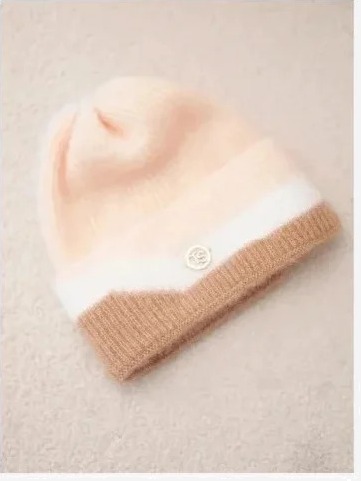 Čiapka dámska beanie rebrovaná s ozdobou camel