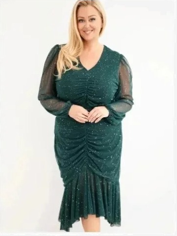 Šaty dámske Plus Size s prídavkom viskózy s riasením zelená