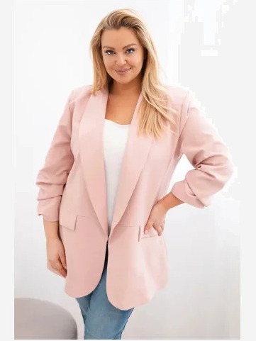 Dámska sako Plus Size elegantná tmavý pudrový ruž