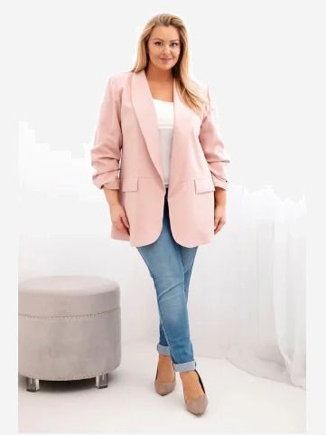 Dámska sako Plus Size elegantná tmavý pudrový ruž