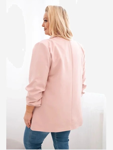 Dámska sako Plus Size elegantná tmavý pudrový ruž