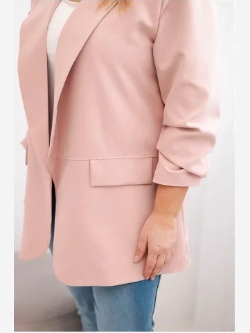 Dámska sako Plus Size elegantná tmavý pudrový ruž