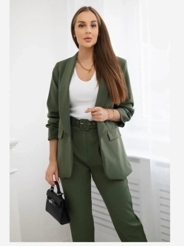 Elegantná súprava saka a nohavíc Khaki
