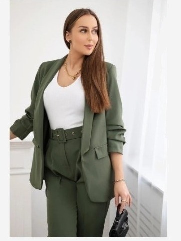 Elegantná súprava saka a nohavíc Khaki
