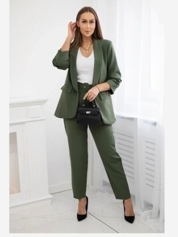 Elegantná súprava saka a nohavíc Khaki