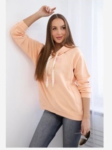 Bavlnená mikina s kapucňou broskyňa