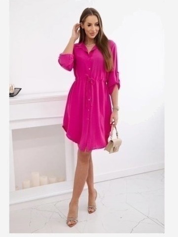 Šaty so zapínaním na gombíky fuchsia