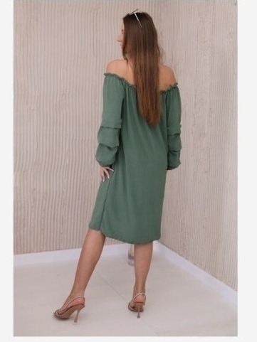 Španielske šaty s ozdobnými rukávmi khaki