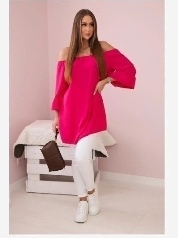 Španielska blúzka s volánmi na rukáve fuchsia