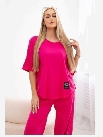 Bavlnená súprava blúzka + nohavice fuchsia