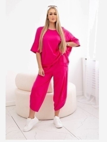 Bavlnená súprava blúzka + nohavice fuchsia