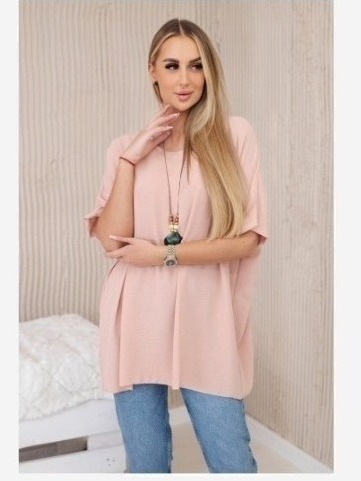 Oversized blúzka s príveskom ružový