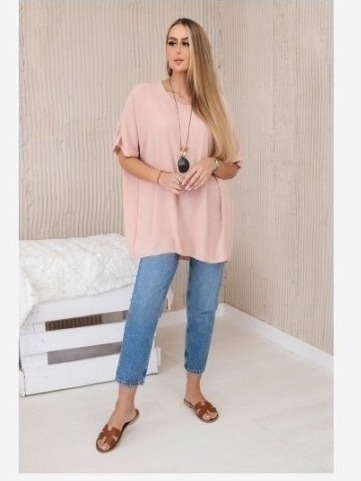 Oversized blúzka s príveskom ružový