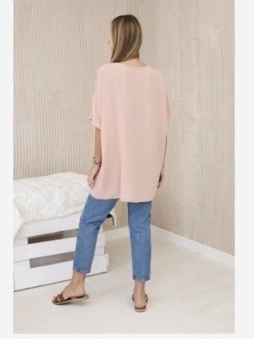 Oversized blúzka s príveskom ružový